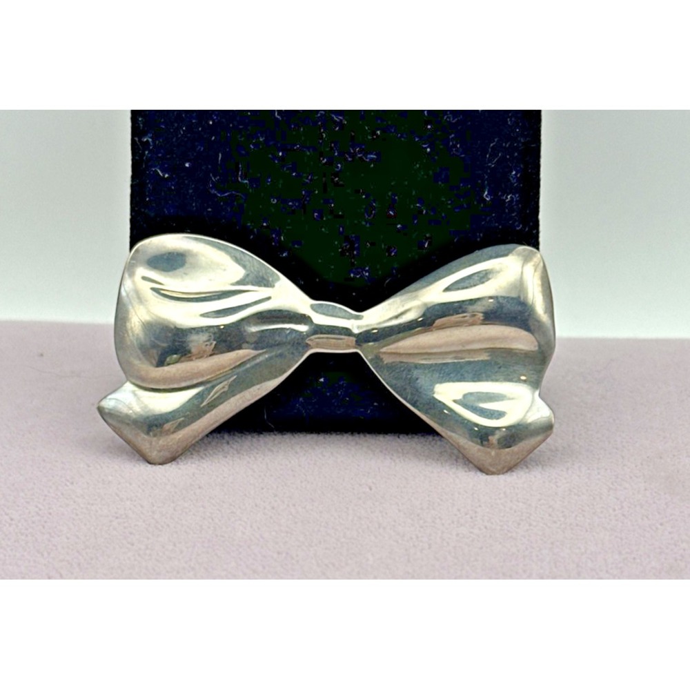 Vtg Sterling Silver Taxco Mexico 925 Bow Brooch 18 Gram 3X2 In.